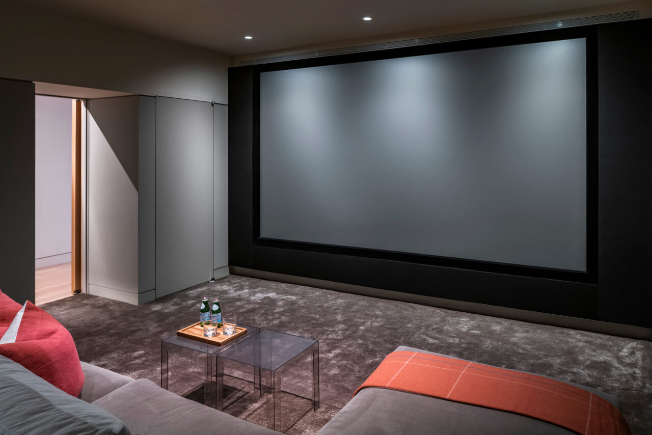 Looking into a theater room