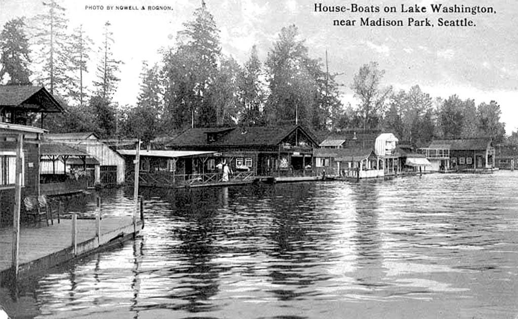 historic photo of seattle houseboats
