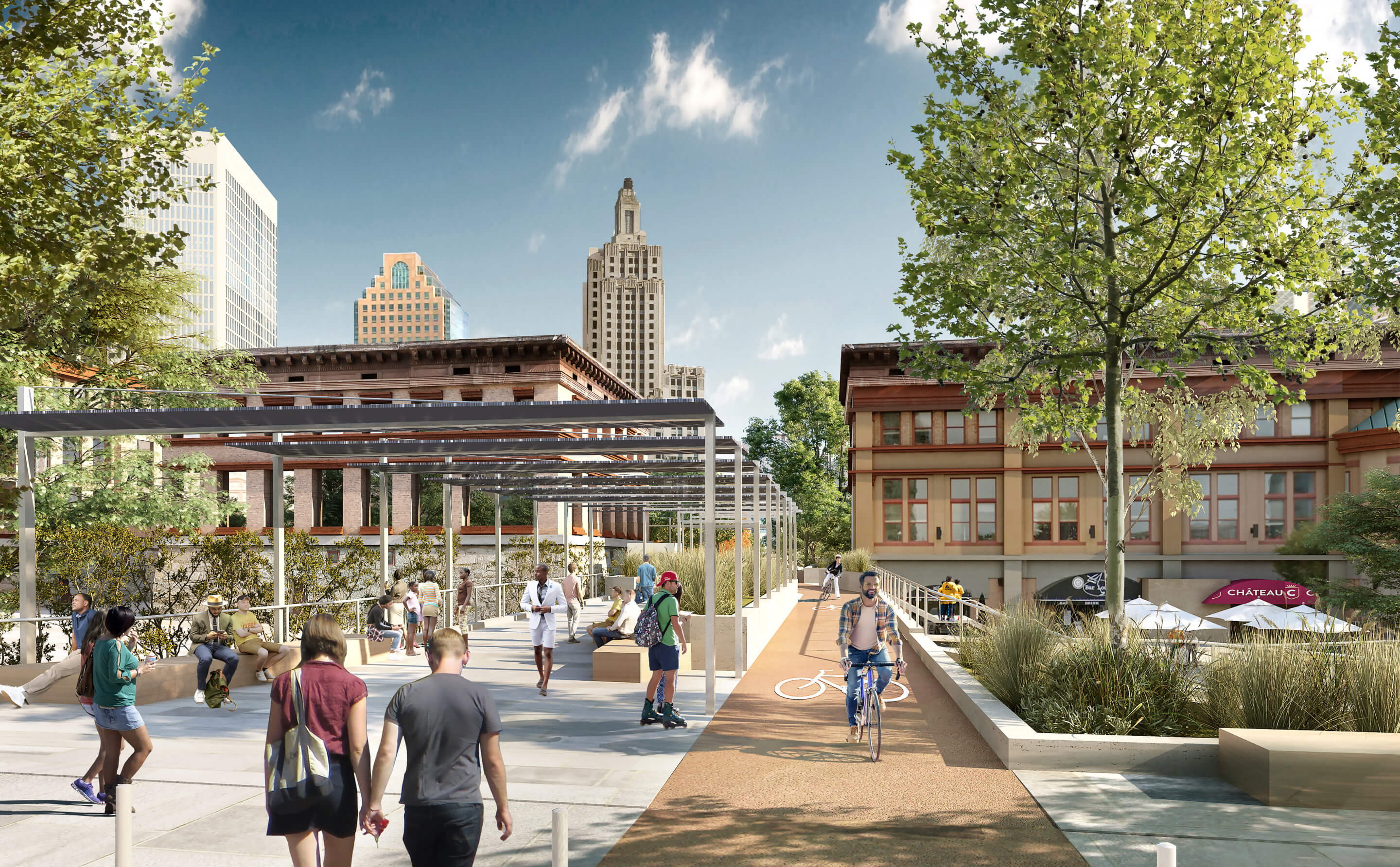 Rendering of public space improvement in Providence