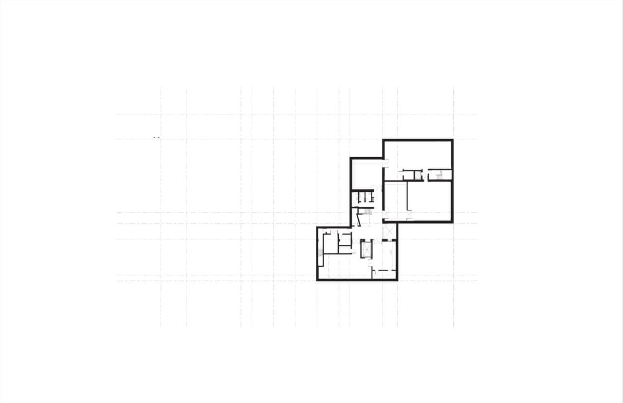 Floor plan of a small L-shaped basement