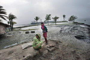 Image of cyclone damage in Bangladesh and climate refugees