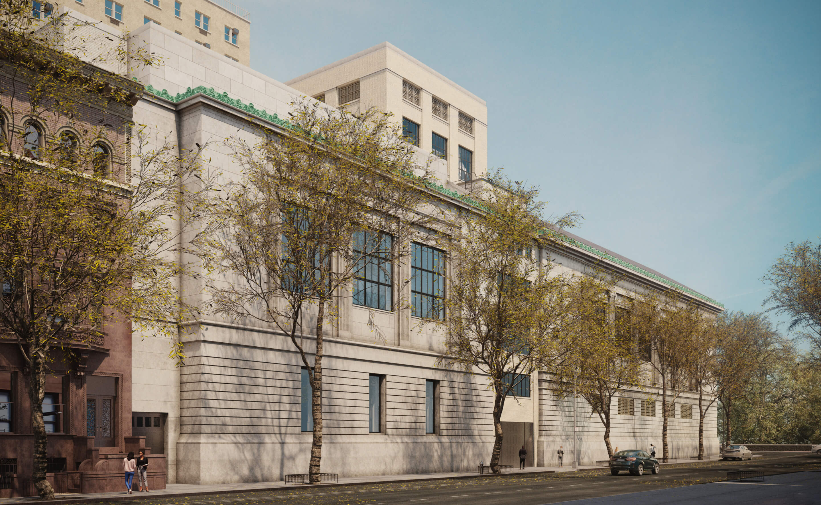 rendering of a museum expansion opposite Central Park