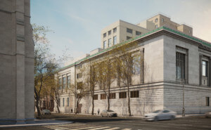 rendering of a museum building with expansion