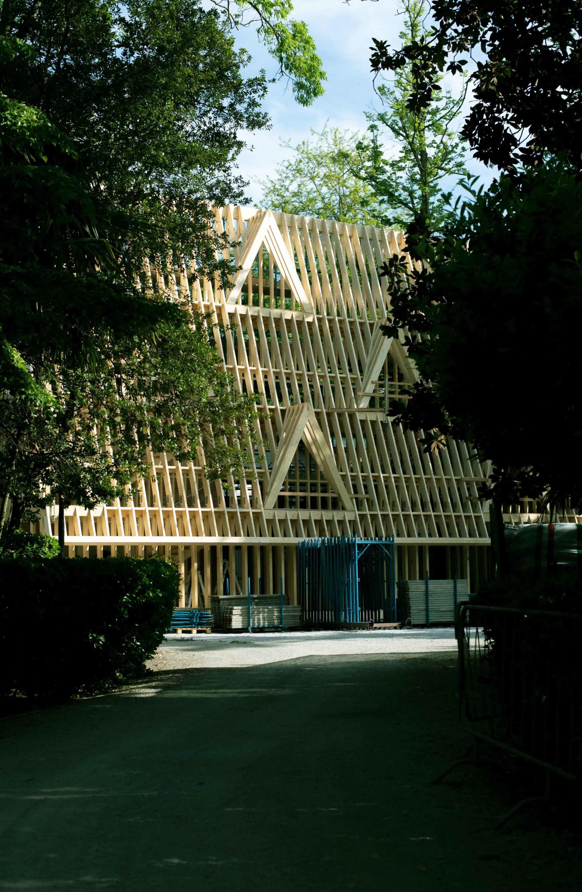 a timber pavilion structure