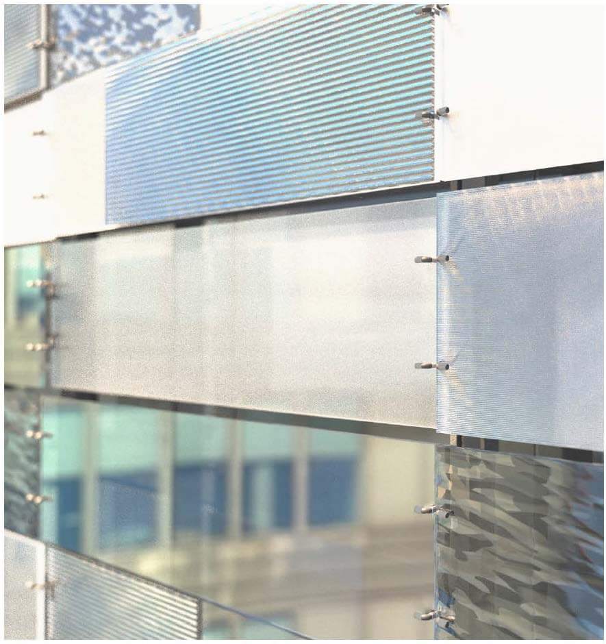A window wall assembly of different glass types