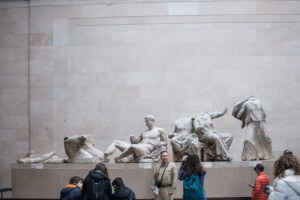 Inside the greek wings of the british museum, where statues are on display