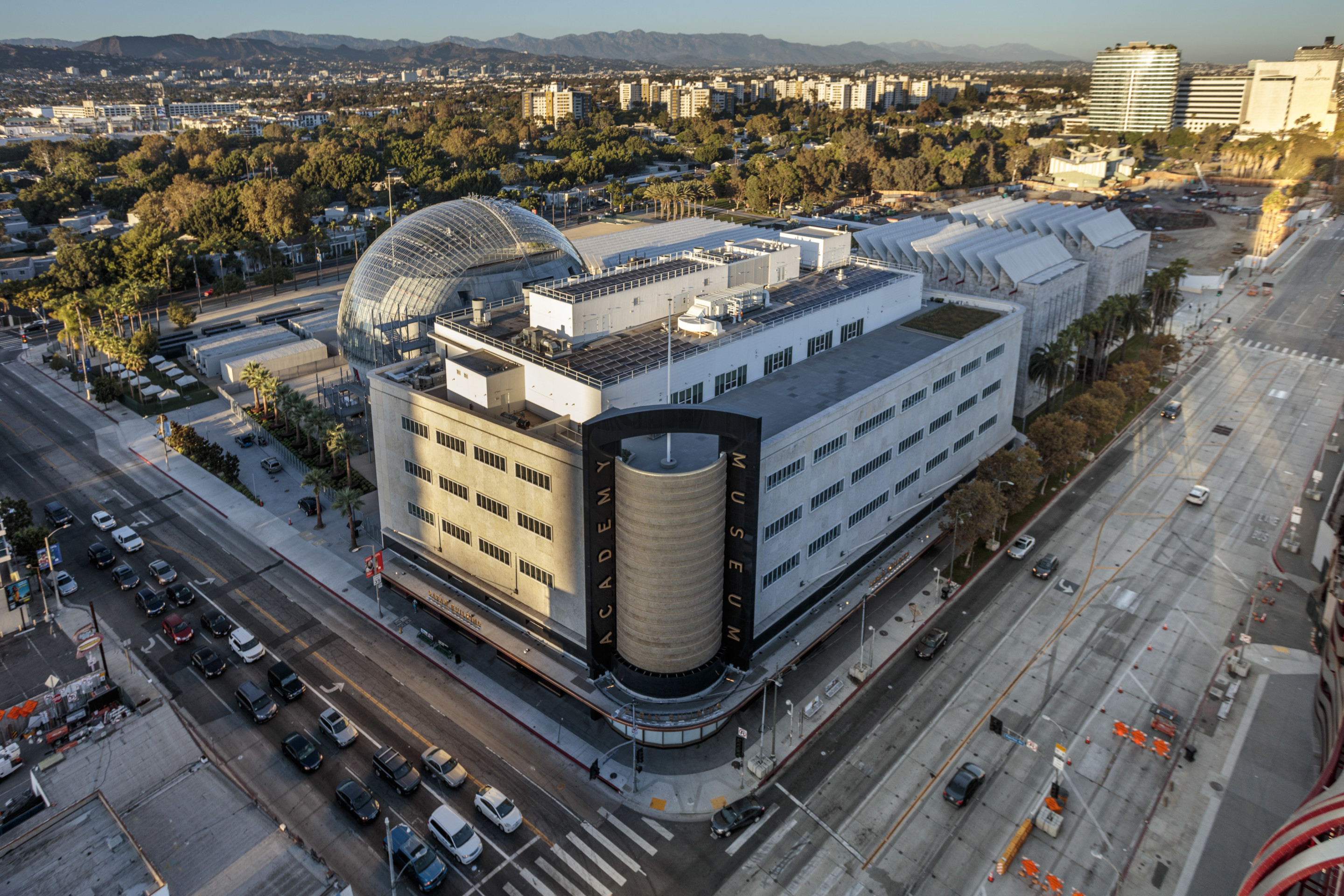 exterior daytime photograph depicting a new Los Angeles museum