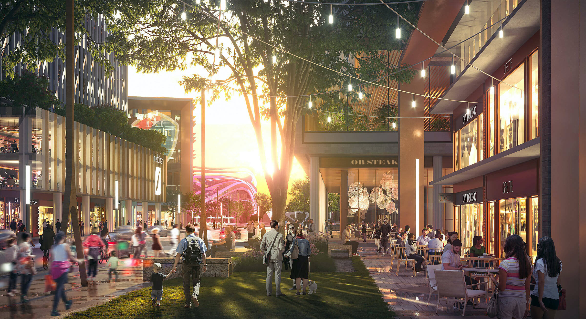 rendering of a retail zone in a redevelopment area