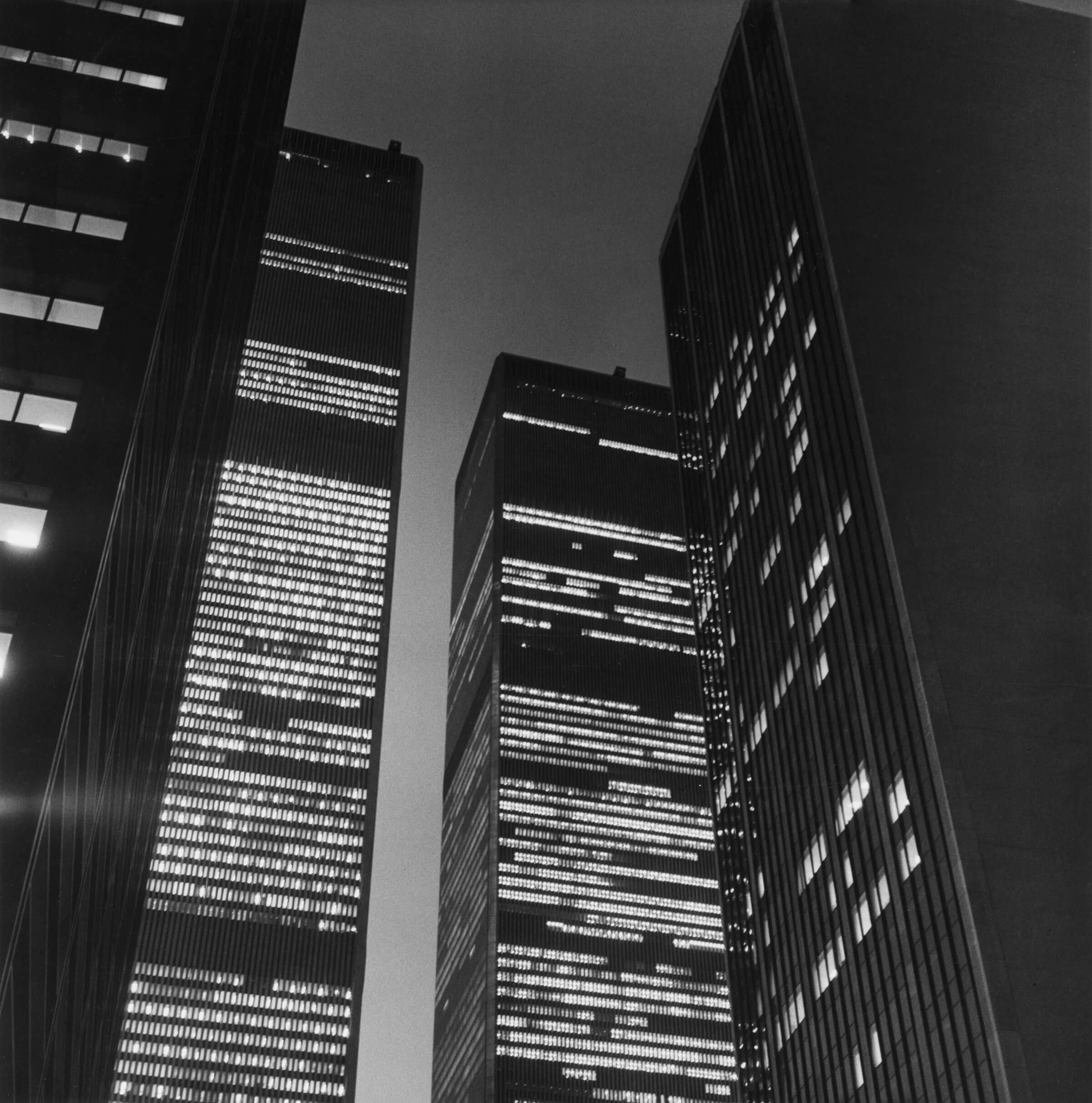 The world trade centers at night, one of two minoru yamasaki projects destroyed on live television