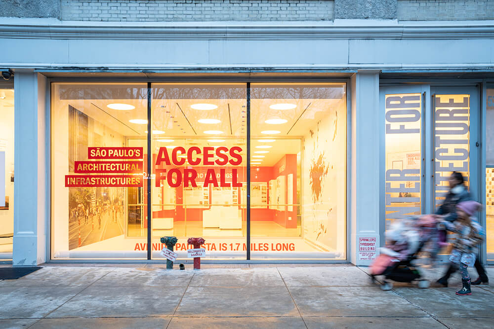 storefront entrance of an architecture gallery in New York