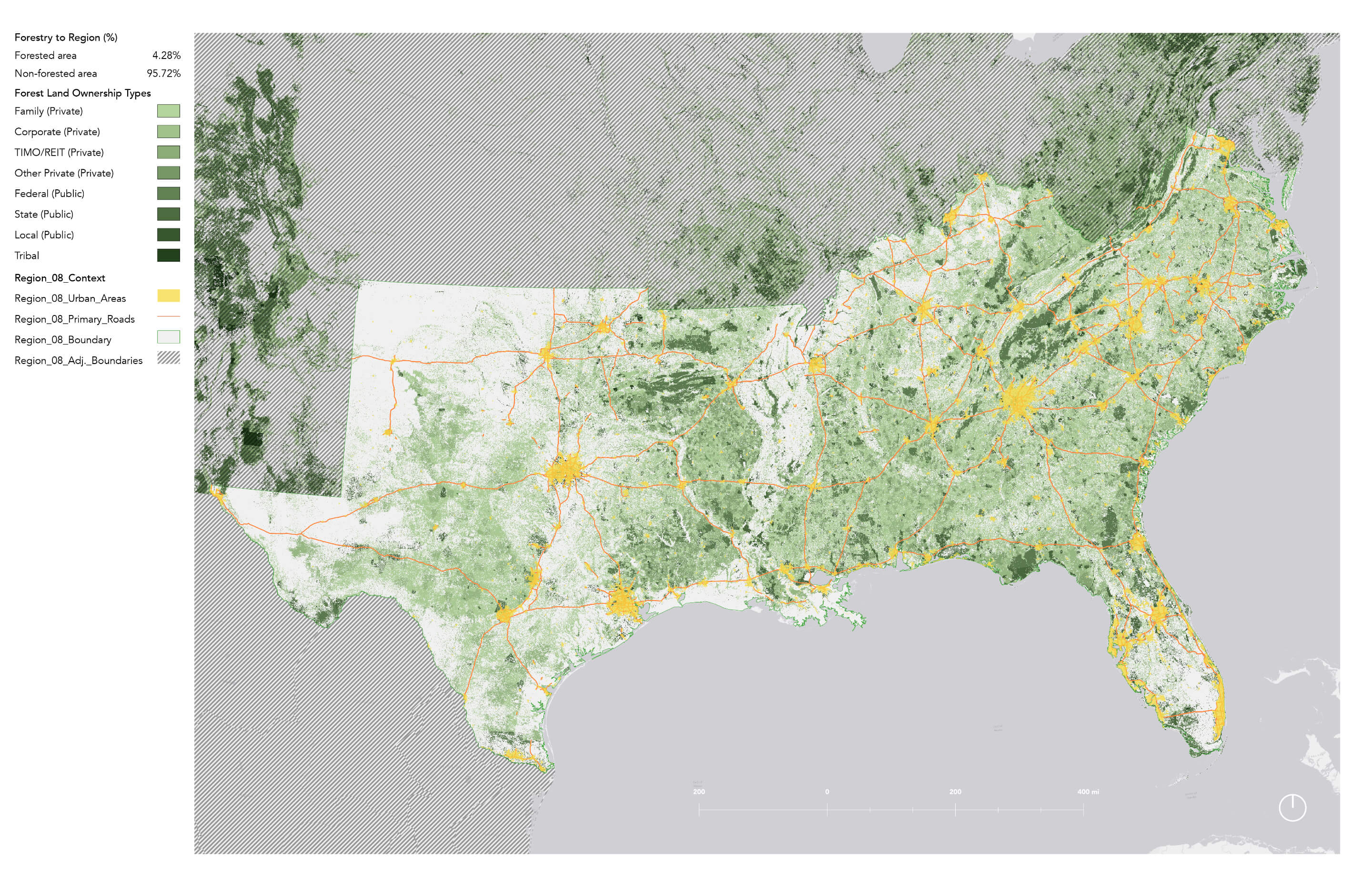 A map of timber production across the us