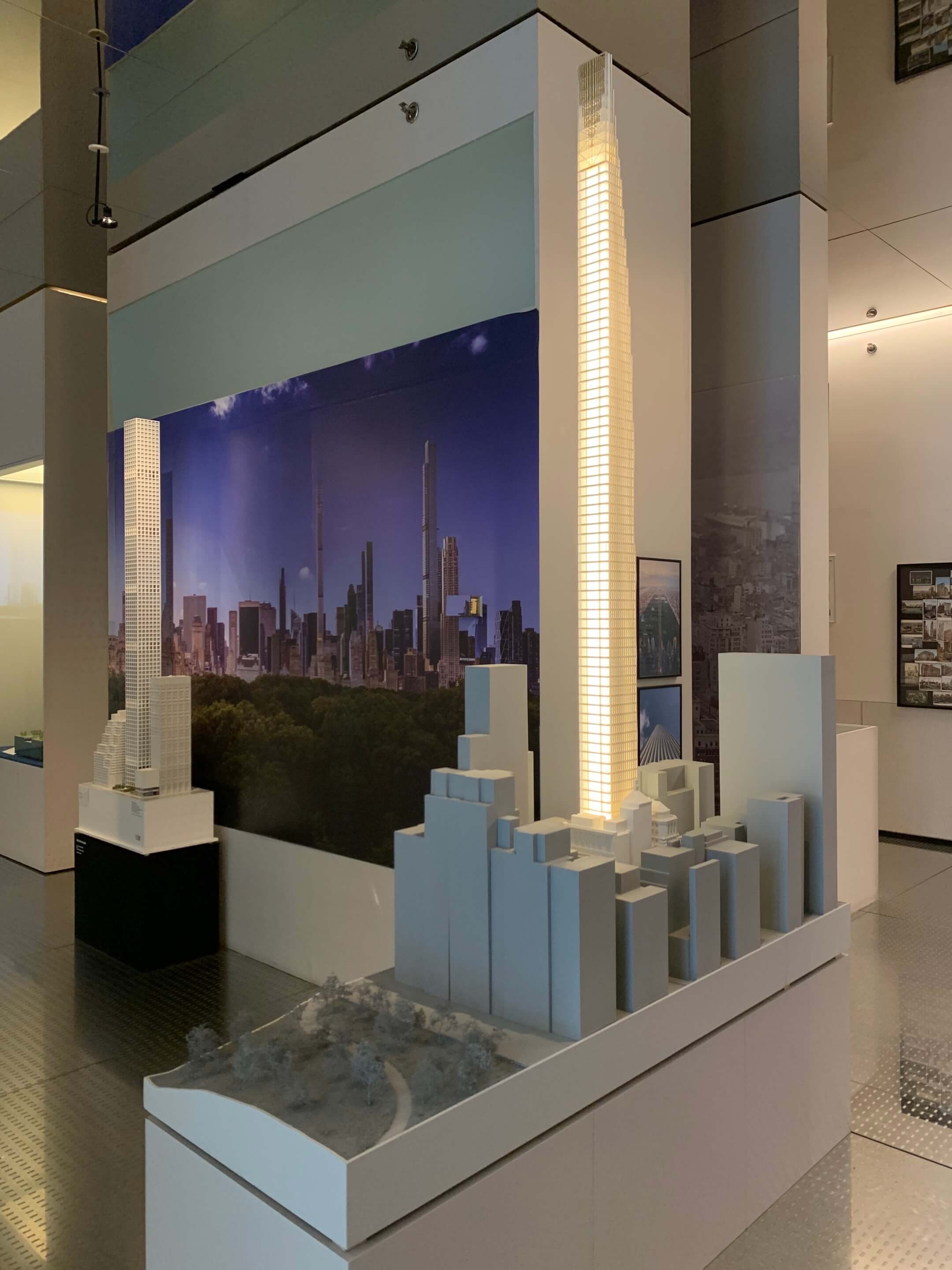 Models of 432 Park Avenue and the Steinway Tower