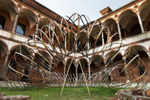 A slinking spiraling installation for milan design week