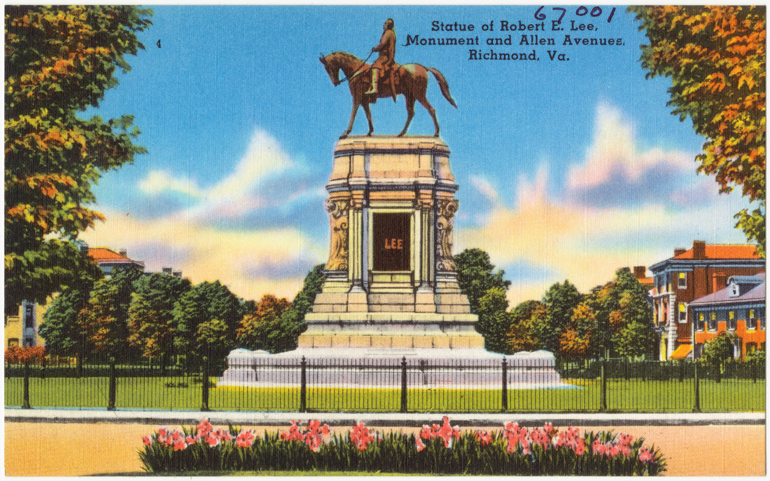 vintage post card depicting confederate monument