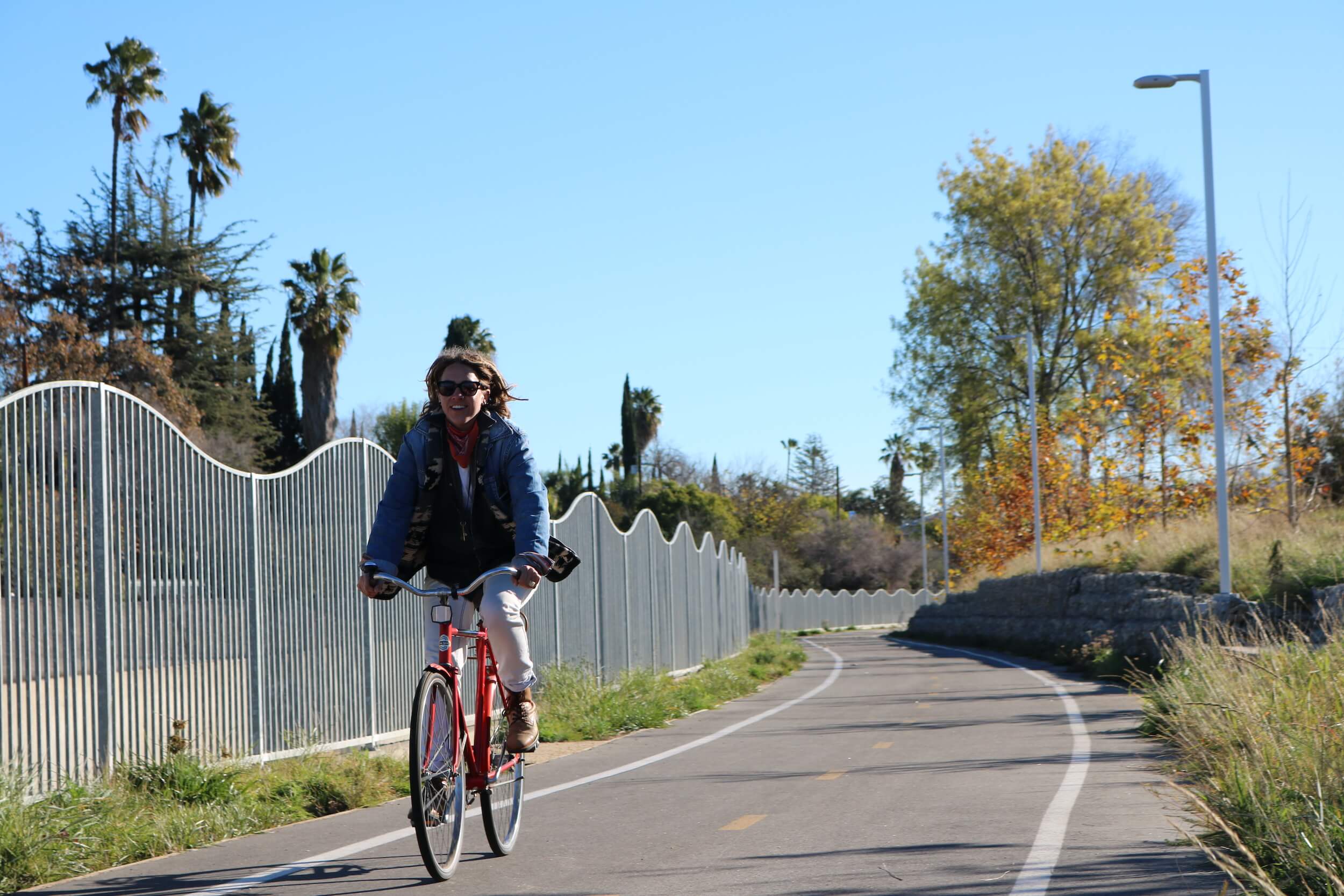 a person enjoying a bike ride