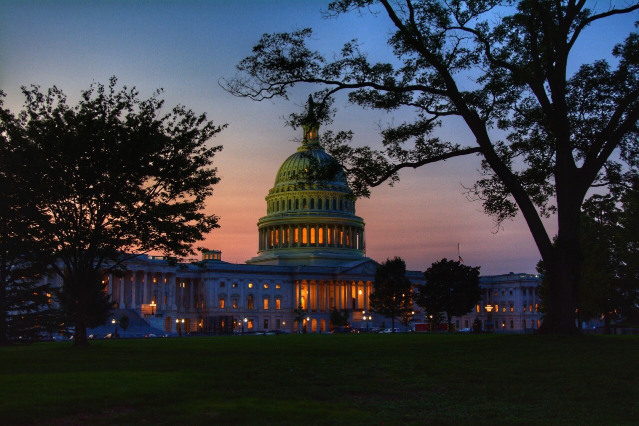 The capitol complex at night