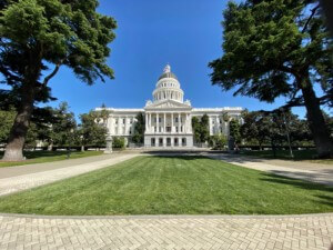 The california state capitol building in sacramento, where new bills eliminating single-family-only zoning were signed