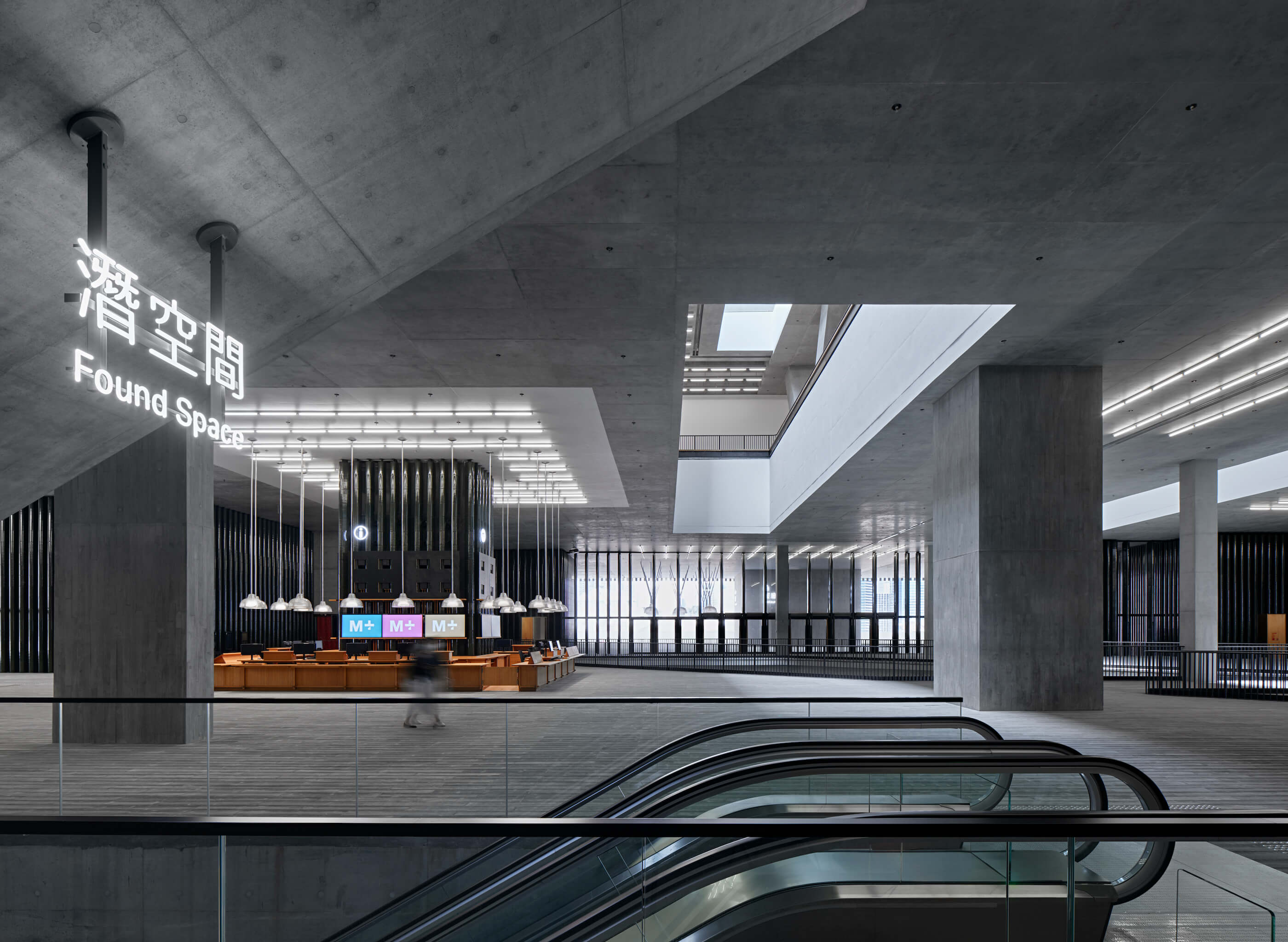 A main entrance hall at a contemporary art museum, M+