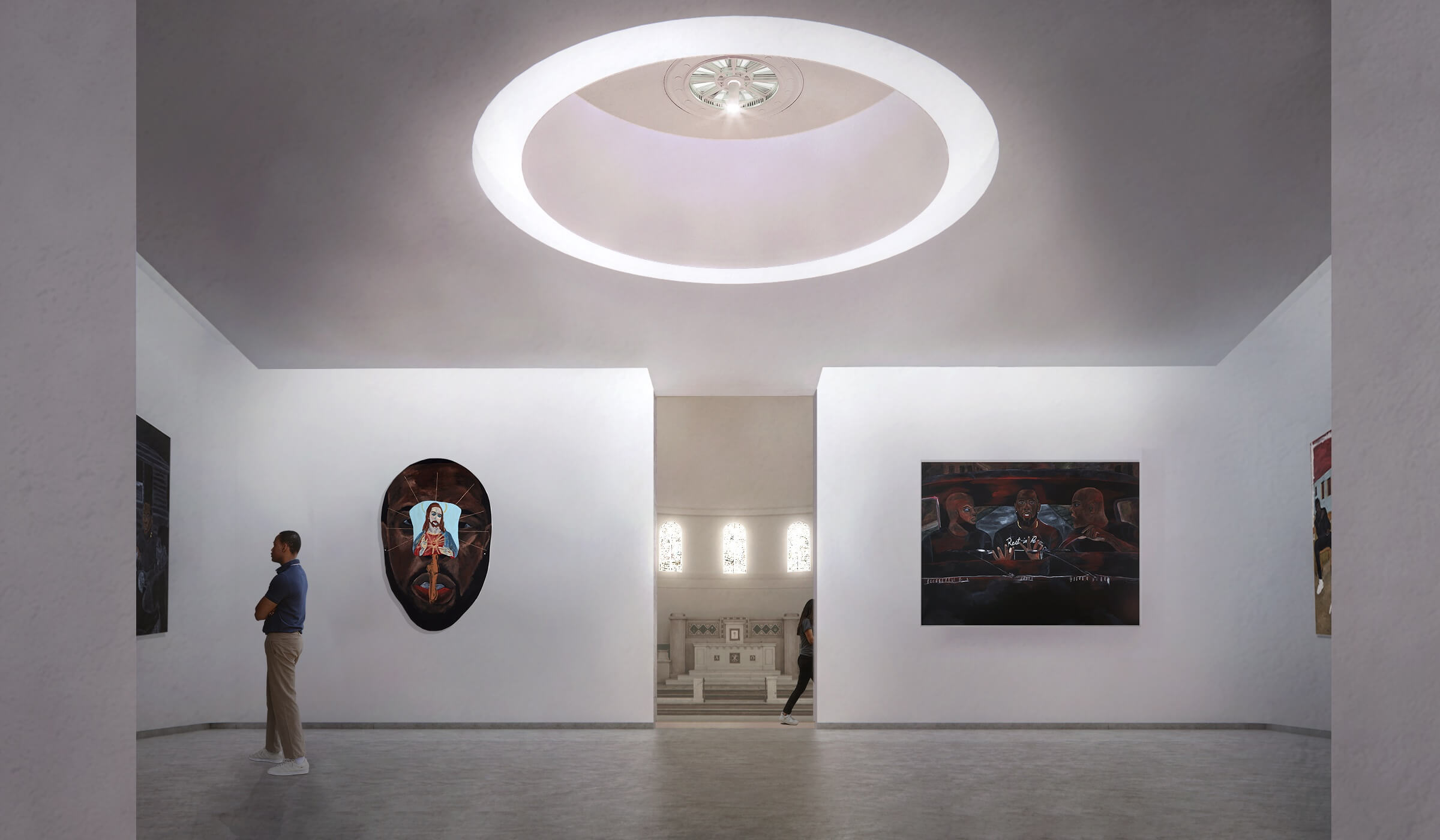 interior rendering of an art gallery