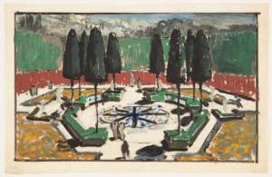A painting by the vera brothers of an octagonal garden