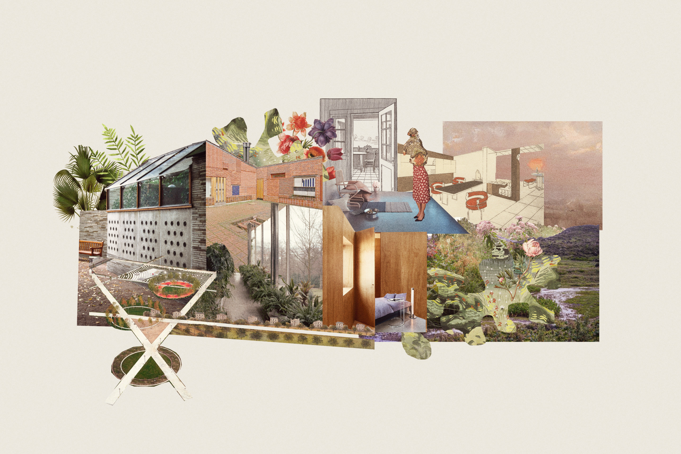 an artistic collage illustrating a residential development master plan, from tatiano bilbao for quito