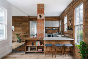 Interior of a rustic, but renovated, home from a top 50 winner
