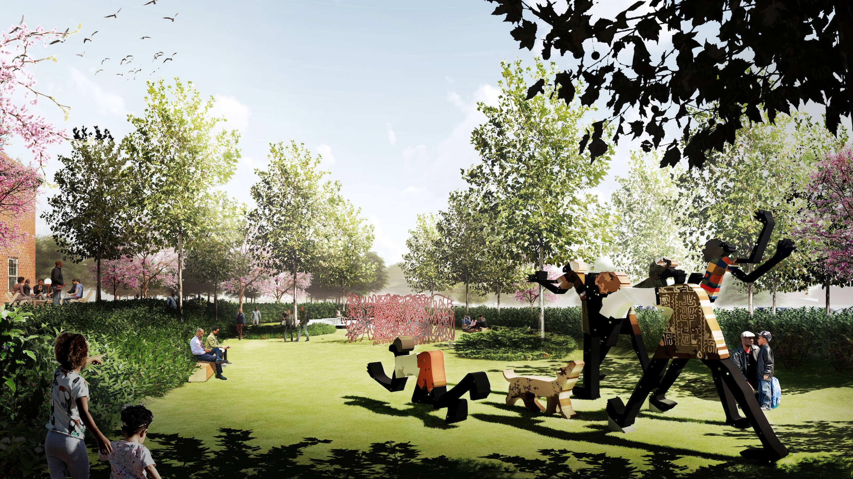rendering of a sculpture garden