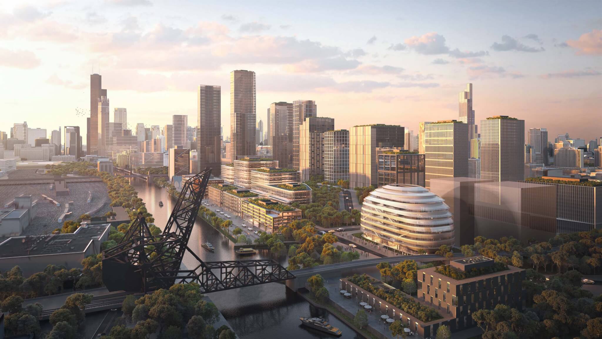 OMA and Jacobs reveal design for the Discovery Partners Institute's new riverfront home in Chicago