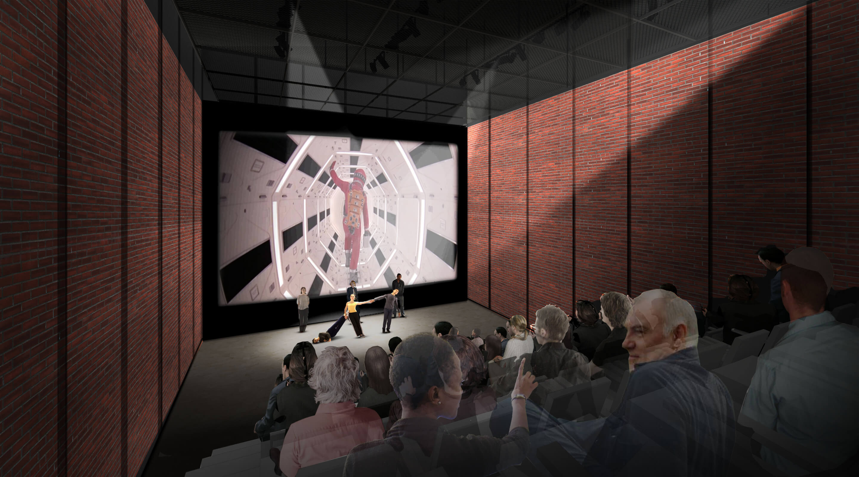rendering of an audience in a large theater space