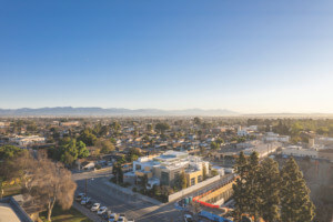 aerial view of a community center in watts, los angeles