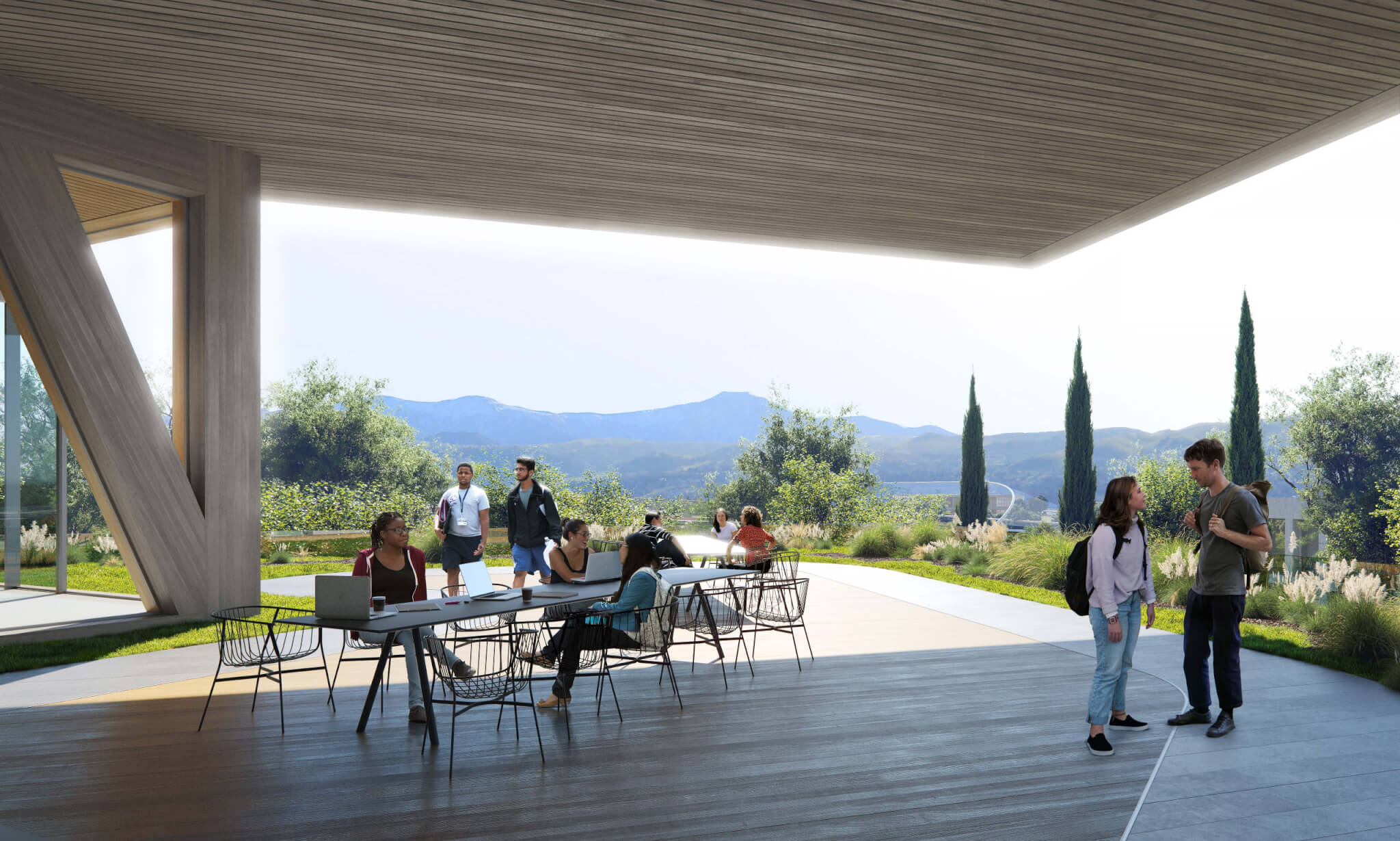 rendering of a covered outdoor terrace