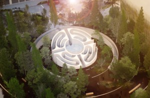 Commissioned by Chanel in the shape of their logo, a mirrored maze