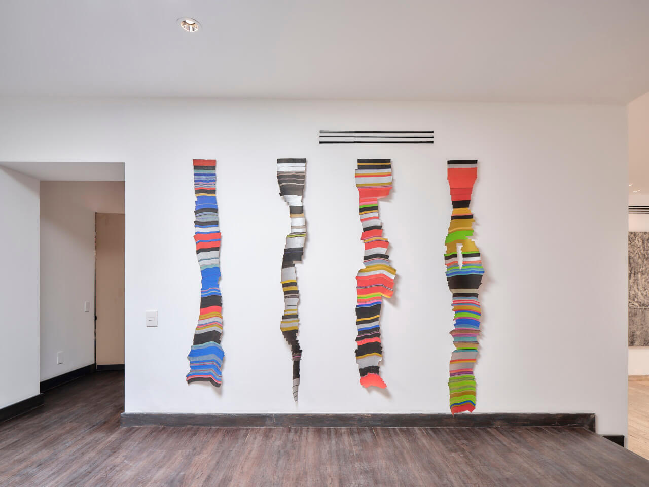 hanging strips of fabric