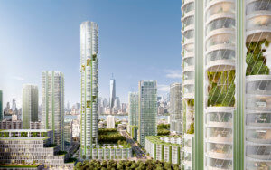 the urban sequoia proposal, a tower clad in green bioreactors and trees