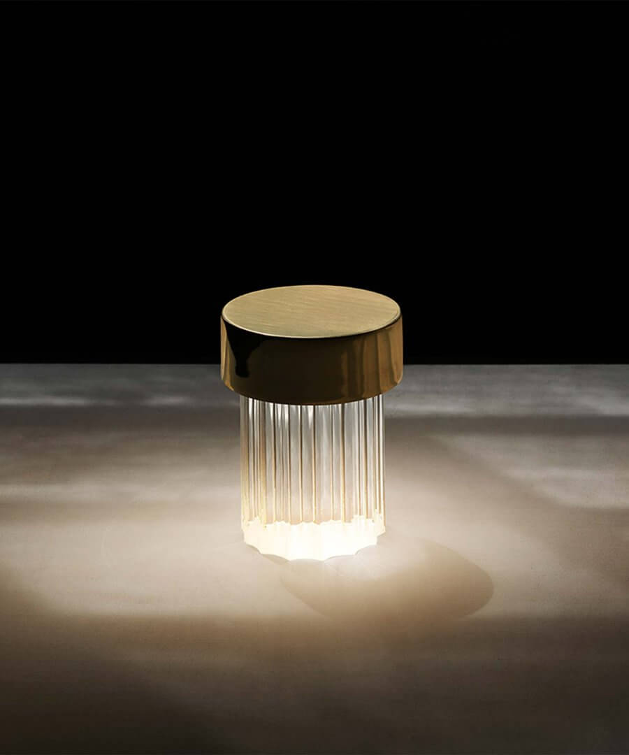 a glass table lamp