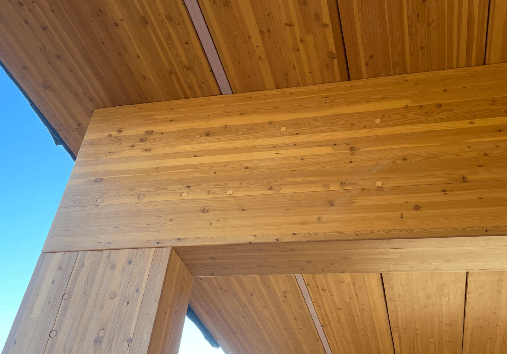close-up of a timber frame