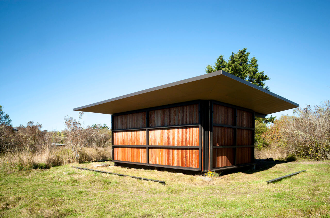The The False Bay Writer’s Cabin with the walls retracted