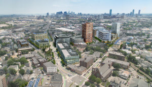 a rendering of downtown Somerville with new towers