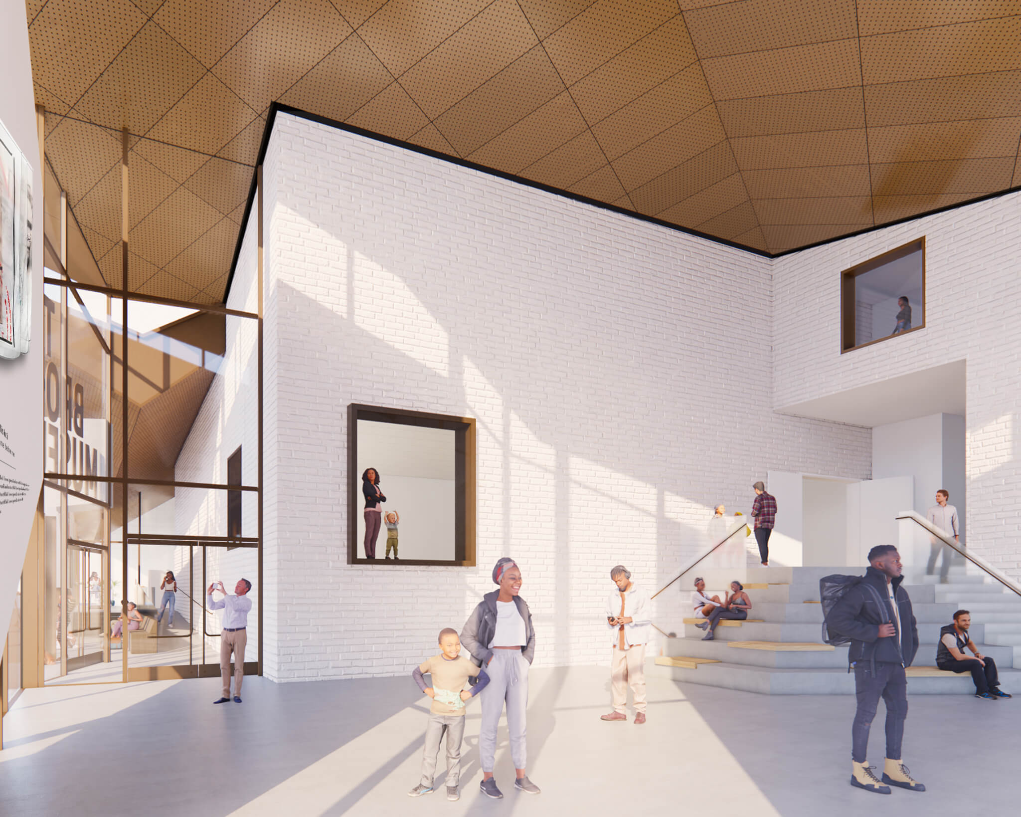rendering of a renovated museum lobby