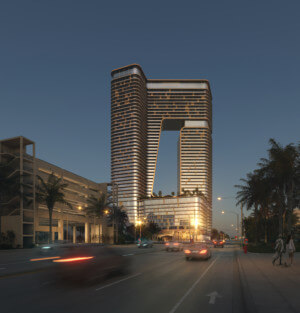 300 West Broward in fort lauderdale, two copper towers joined at the top