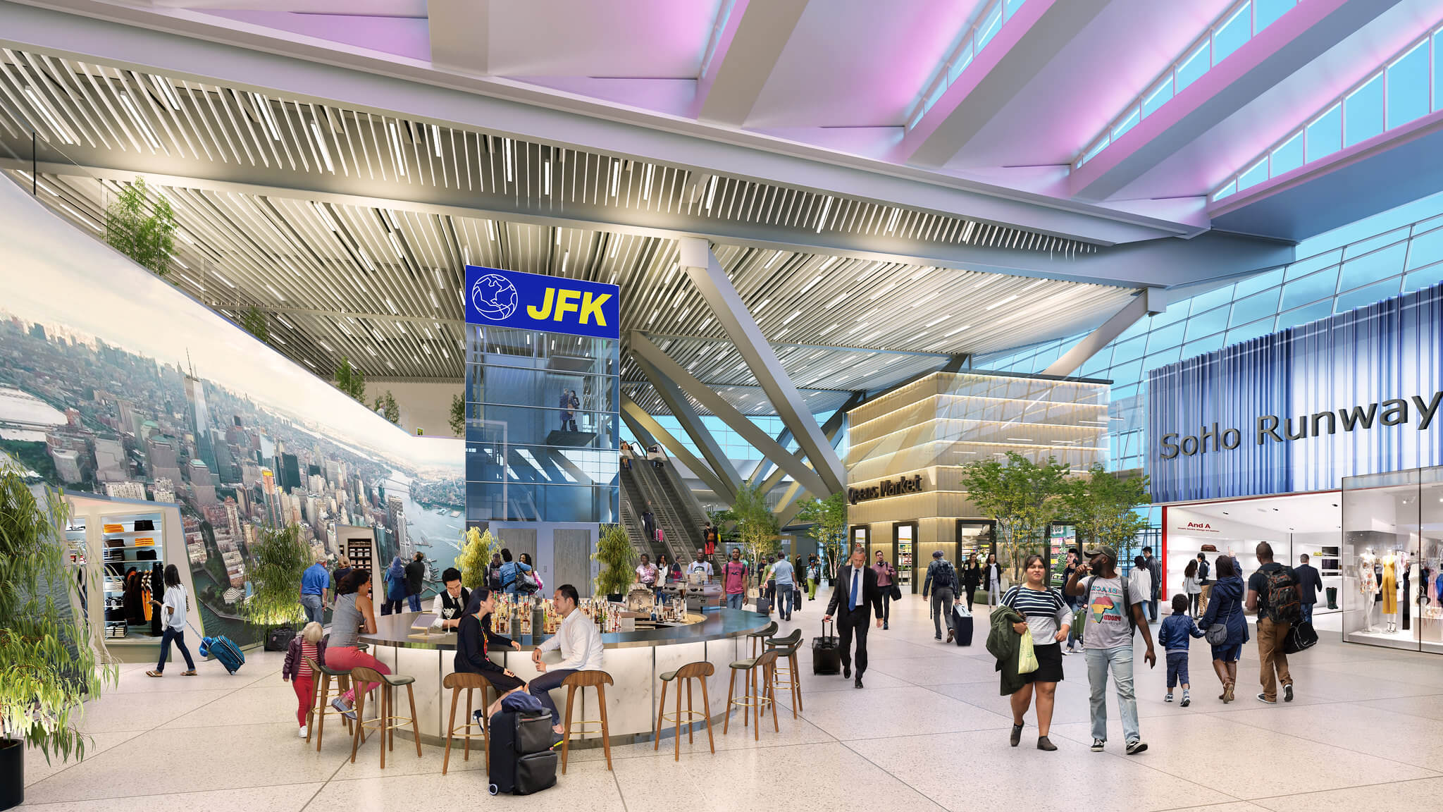 rendering of retail and dining concourse