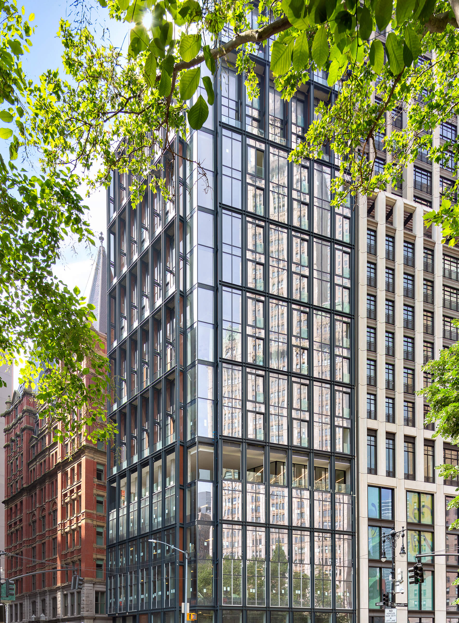 No. 33 Park Row, a sleek tower with all glass facade