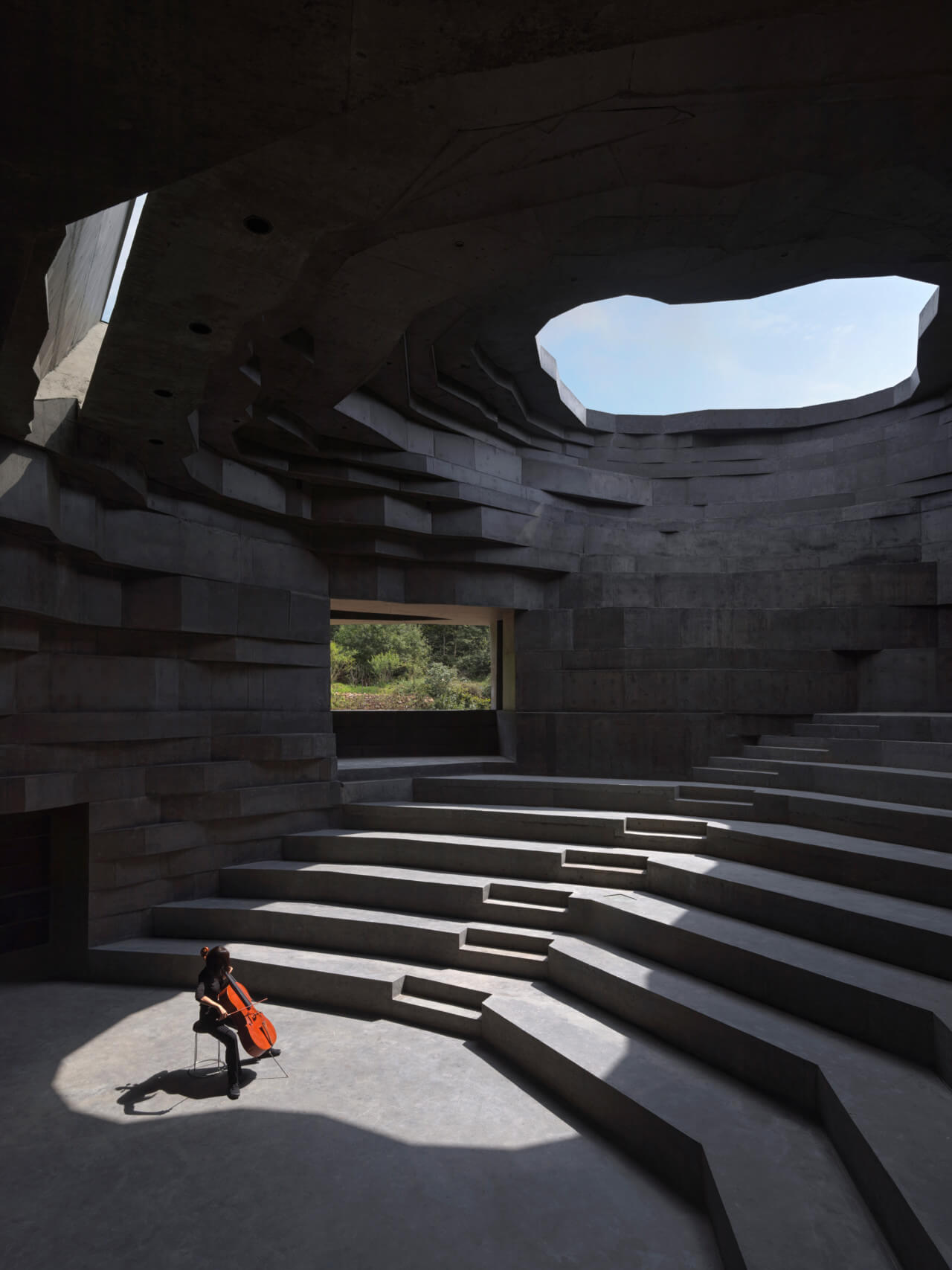 an indoor amphitheater at the chapel of sound