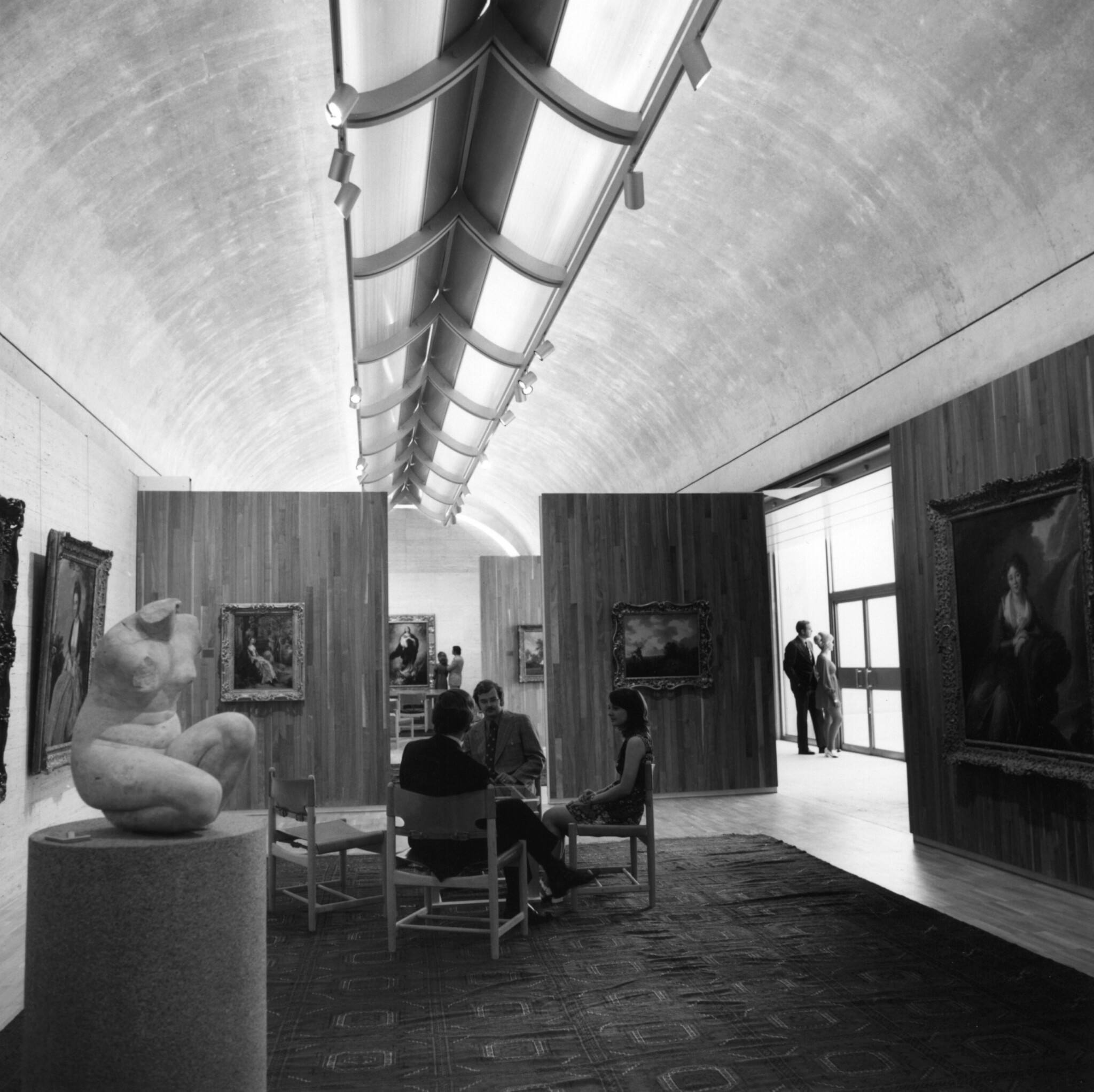 archival photo depicting gallery at the kimbell art museum in fort worth, texas