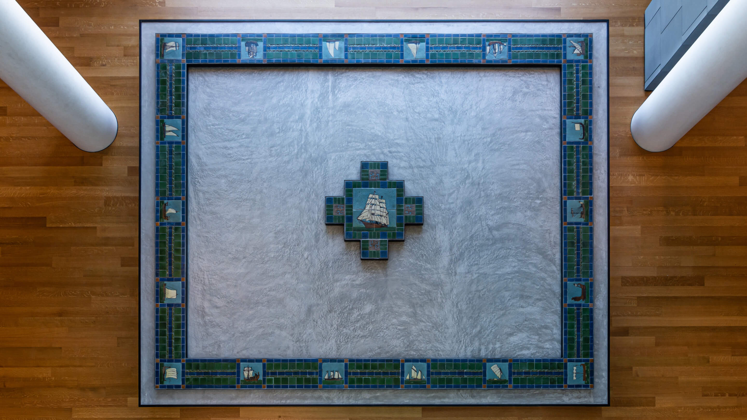 Overhead shot of a tile mosaic