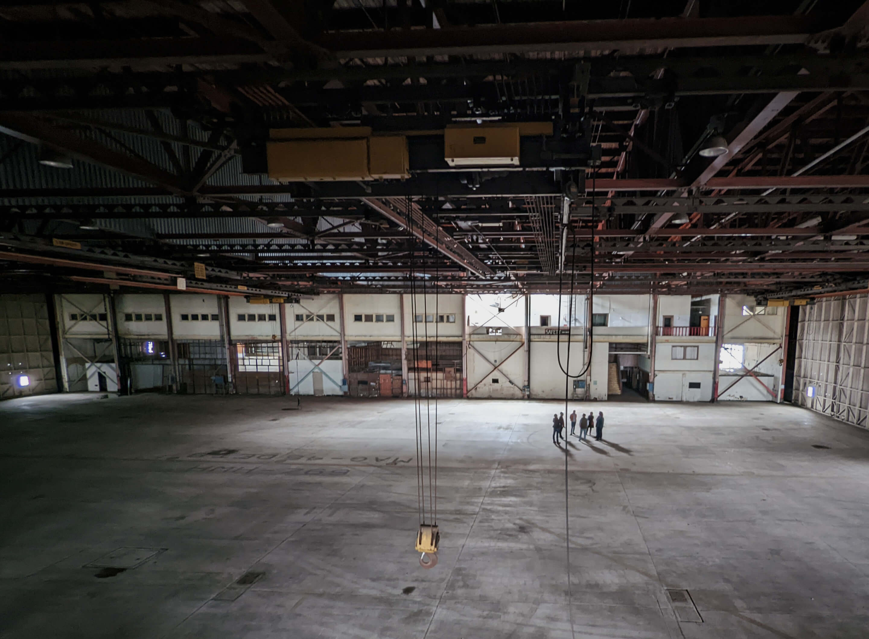 inside a disused military aviation building