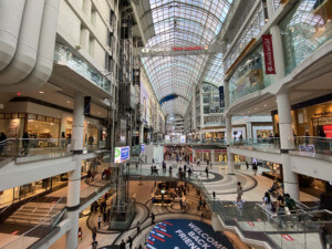 Eaton Centre, a mall with an enclosed glass roof