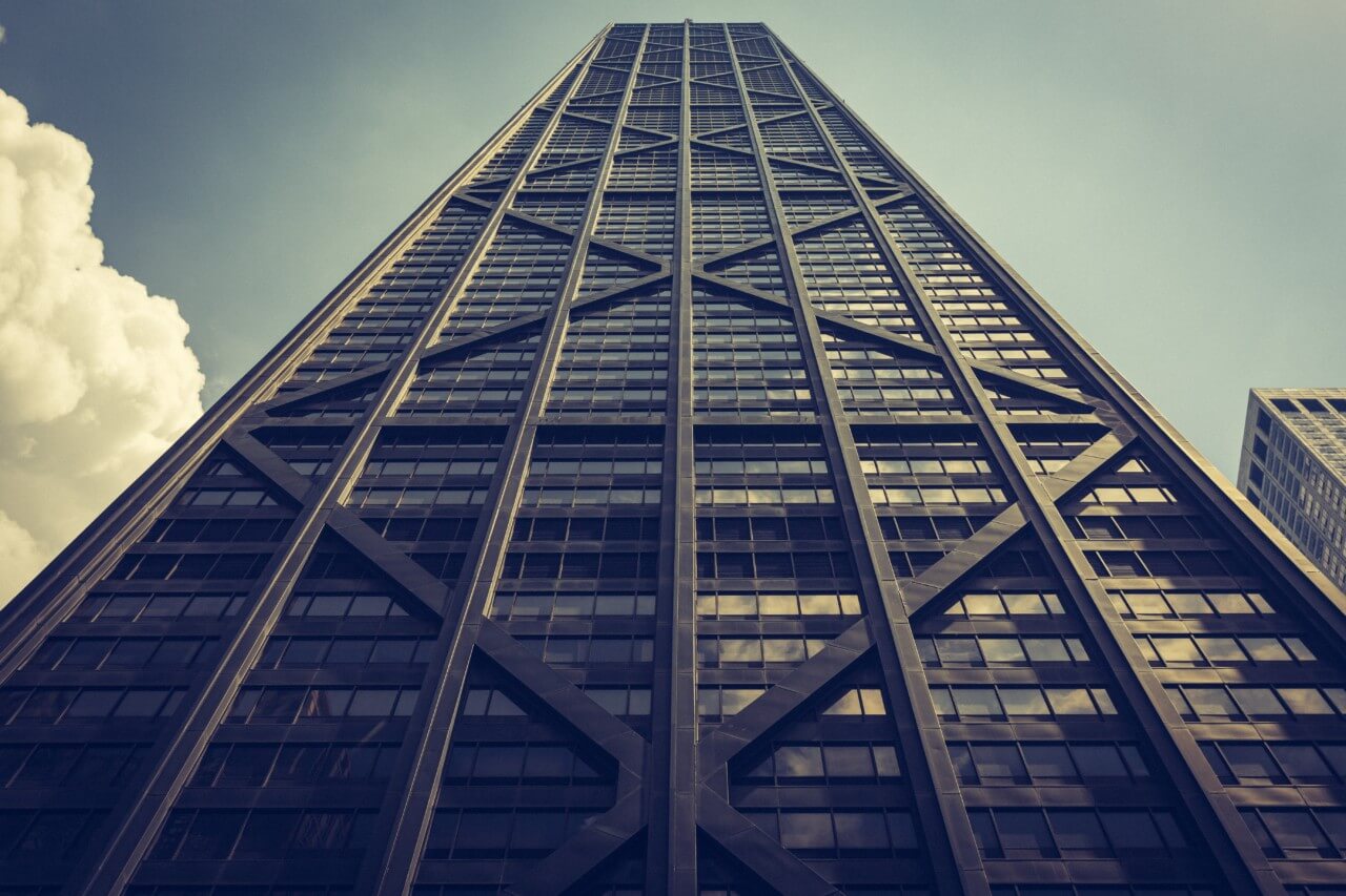 John hancock tower, a tall building wrapped in a diagrid brace
