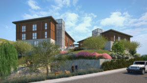 Rendering of a supportive housing project on a terrace