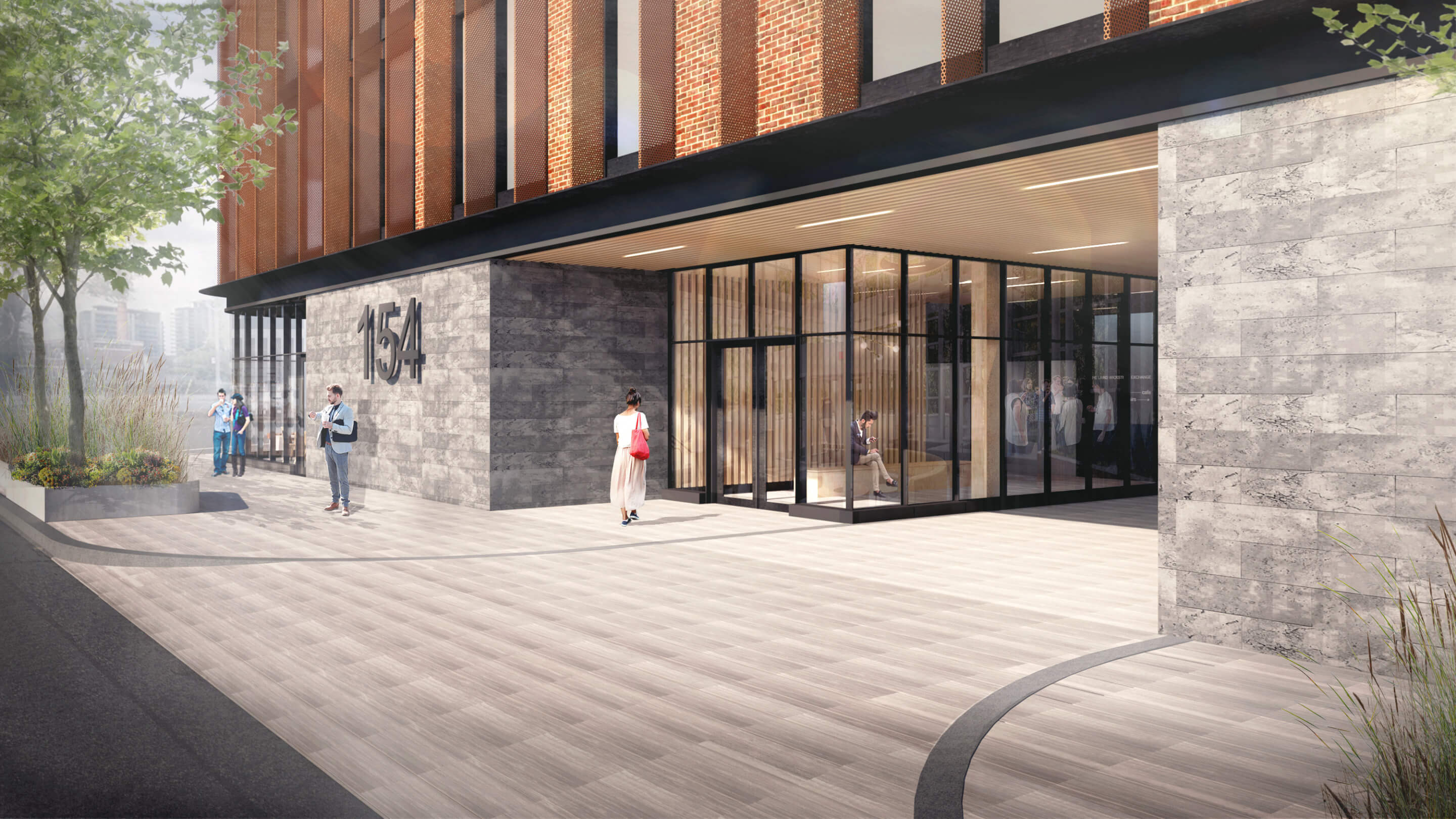 rendering of an office building entrance
